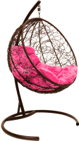Кресло подвесное M-Group Круг / 11050208 (коричневый ротанг/розовая подушка) - 