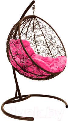 Кресло подвесное M-Group Круг / 11050208 (коричневый ротанг/розовая подушка)