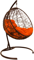 Кресло подвесное M-Group Круг / 11050207 (коричневый ротанг/оранжевая подушка) - 