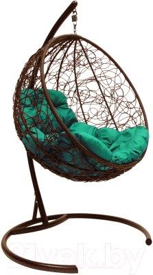 Кресло подвесное M-Group Круг / 11050204 (коричневый ротанг/зеленая подушка)