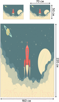 Набор текстиля для спальни Ambesonne Космическая ракета 160x220 / bcsl_71505