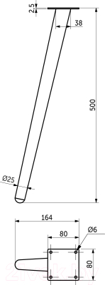 Ножка для стола AKS Наклонная 500 (структура дерево)