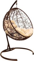 Кресло подвесное M-Group Круг / 11050201 (коричневый ротанг/бежевая подушка) - 
