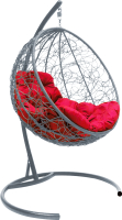 Кресло подвесное M-Group Круг / 11050306 (серый ротанг/красная подушка) - 