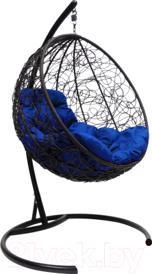 Кресло подвесное M-Group Круг / 11050410 (черный ротанг/синяя подушка)