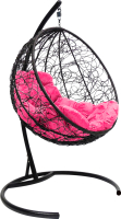 Кресло подвесное M-Group Круг / 11050408 (черный ротанг/розовая подушка) - 