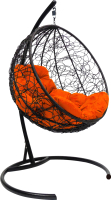 Кресло подвесное M-Group Круг / 11050407 (черный ротанг/оранжевая подушка) - 