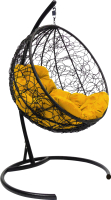 Кресло подвесное M-Group Круг / 11050411 (черный ротанг/желтая подушка) - 