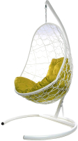Кресло подвесное M-Group Овал / 11140111 (белый ротанг/желтая подушка) - 