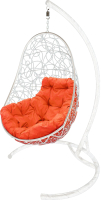 Кресло подвесное M-Group Овал / 11140107 (белый ротанг/оранжевая подушка) - 