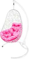 Кресло подвесное M-Group Овал / 11140108 (белый ротанг/розовая подушка) - 