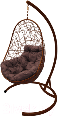 Кресло подвесное M-Group Овал / 11140205 (коричневый ротанг/коричневая подушка)