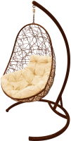 Кресло подвесное M-Group Овал / 11140201 (коричневый ротанг/бежевая подушка) - 