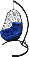 Кресло подвесное M-Group Овал / 11140410 (черный ротанг/синяя подушка) - 