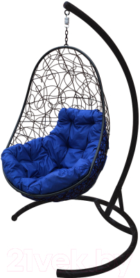 Кресло подвесное M-Group Овал / 11140410 (черный ротанг/синяя подушка)