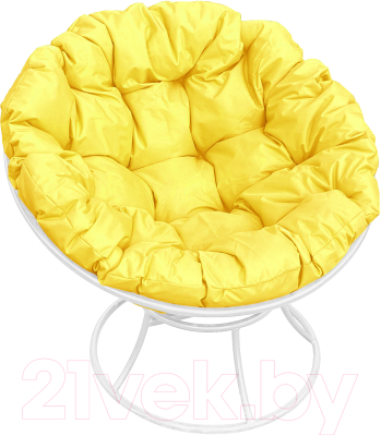 Кресло садовое M-Group Папасан 12010111 (белый/желтая подушка)