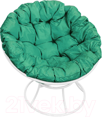 Кресло садовое M-Group Папасан 12010104 (белый/зеленая подушка)