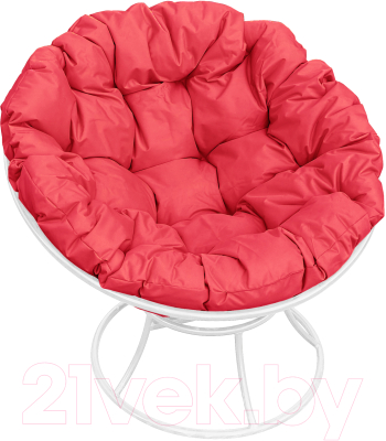 Кресло садовое M-Group Папасан 12010106 (белый/красная подушка)