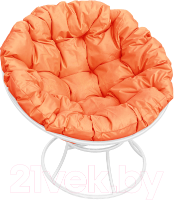 Кресло садовое M-Group Папасан 12010107 (белый/оранжевая подушка)