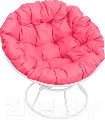 Кресло садовое M-Group Папасан 12010108 (белый/розовая подушка)