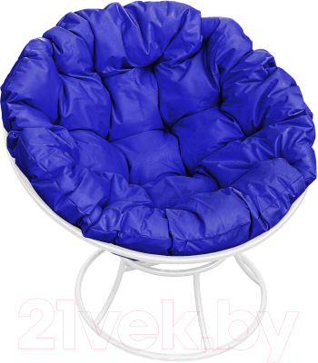 Кресло садовое M-Group Папасан 12010110 (белый/синяя подушка)