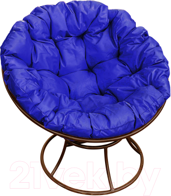 Кресло садовое M-Group Папасан 12010210 (коричневый/синяя подушка)