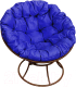 Кресло садовое M-Group Папасан 12010210 (коричневый/синяя подушка) - 