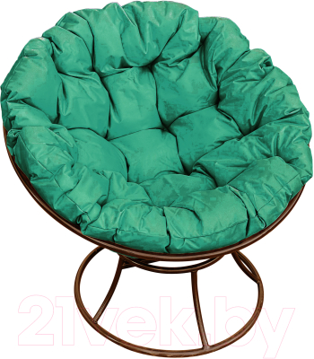 Кресло садовое M-Group Папасан 12010204 (коричневый/зеленая подушка)