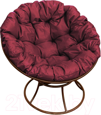Кресло садовое M-Group Папасан 12010202 (коричневый/бордовая подушка)