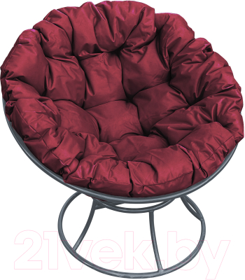 Кресло садовое M-Group Папасан 12010302 (серый/бордовая подушка)