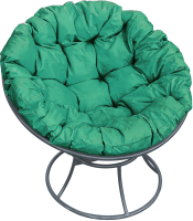 Кресло садовое M-Group Папасан 12010304 (серый/зеленая подушка) - 