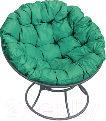 Кресло садовое M-Group Папасан 12010304 (серый/зеленая подушка)