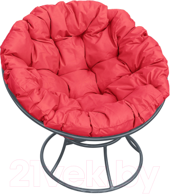 Кресло садовое M-Group Папасан 12010306 (серый/красная подушка)