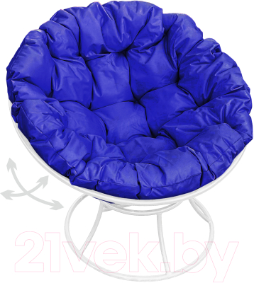 Кресло садовое M-Group Папасан пружинка / 12040110 (белый/синяя подушка)