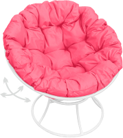 Кресло садовое M-Group Папасан пружинка / 12040108 (белый/розовая подушка) - 