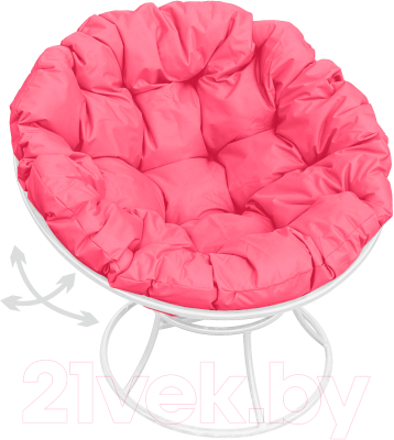 Кресло садовое M-Group Папасан пружинка / 12040108 (белый/розовая подушка)