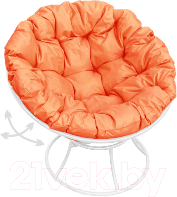 Кресло садовое M-Group Папасан пружинка / 12040107 (белый/оранжевая подушка)