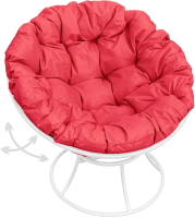 Кресло садовое M-Group Папасан пружинка / 12040106 (белый/красная подушка) - 