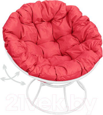 Кресло садовое M-Group Папасан пружинка / 12040106 (белый/красная подушка)