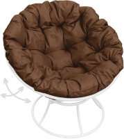 Кресло садовое M-Group Папасан пружинка / 12040105 (белый/коричневая подушка) - 