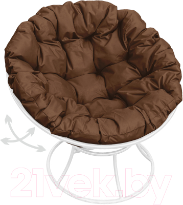 Кресло садовое M-Group Папасан пружинка / 12040105 (белый/коричневая подушка)