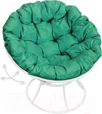 Кресло садовое M-Group Папасан пружинка / 12040104 (белый/зеленая подушка)