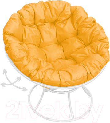Кресло садовое M-Group Папасан пружинка / 12040111 (белый/желтая подушка)