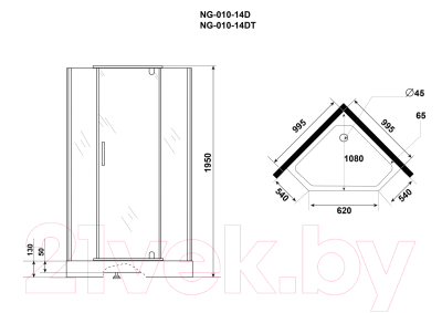 Душевой уголок Niagara NG-010-14D 100x100