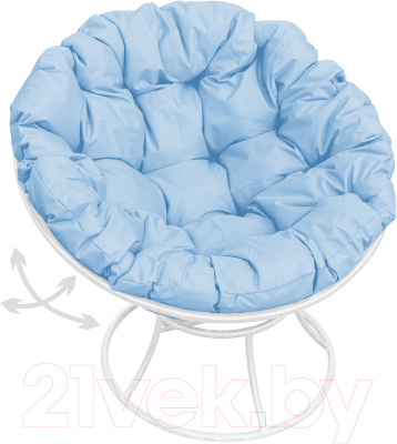 Кресло садовое M-Group Папасан пружинка / 12040103 (белый/голубая подушка)