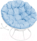 Кресло садовое M-Group Папасан пружинка / 12040103 (белый/голубая подушка) - 