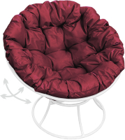 Кресло садовое M-Group Папасан пружинка / 12040102 (белый/бордовая подушка) - 