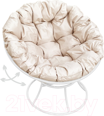 Кресло садовое M-Group Папасан пружинка / 12040101 (белый/бежевая подушка)