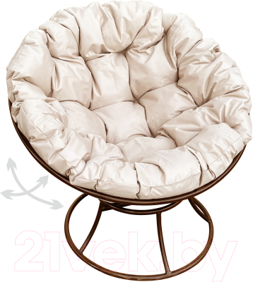 Кресло садовое M-Group Папасан пружинка / 12040201 (коричневый/бежевая подушка)