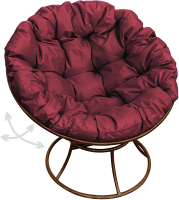 Кресло садовое M-Group Папасан пружинка / 12040202 (коричневый/бордовая подушка) - 